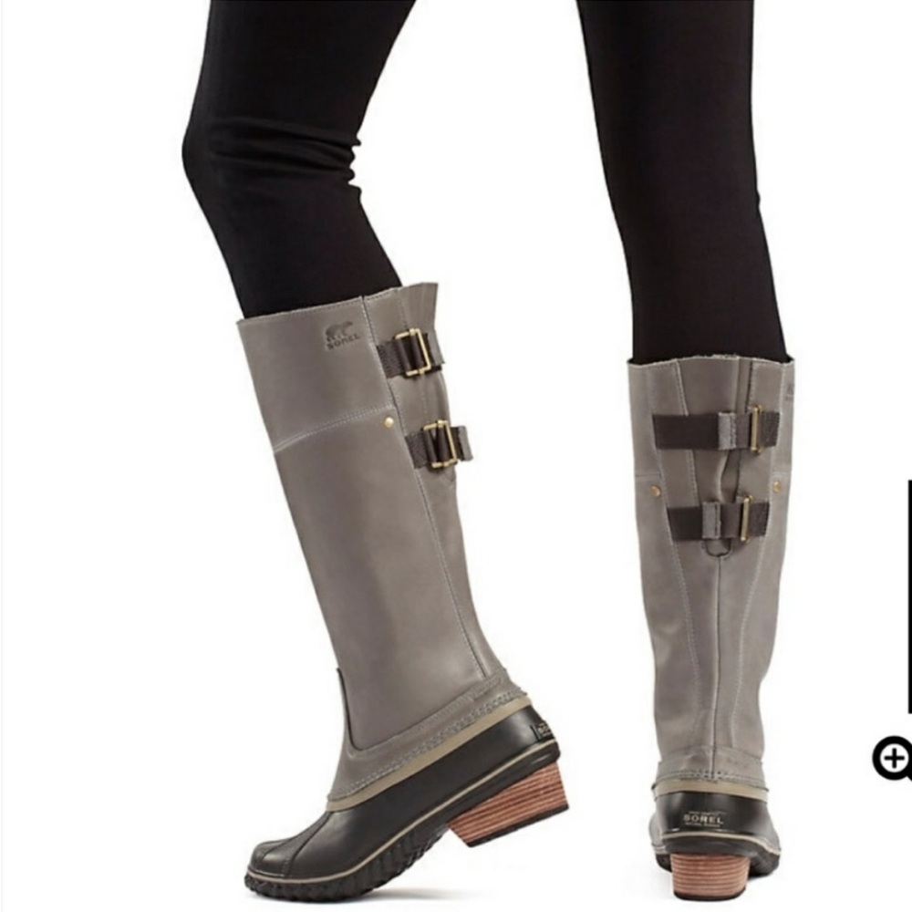 Sorel Women’s Slimpack Riding Tall Snow Boot Riding Boot Black and Grey